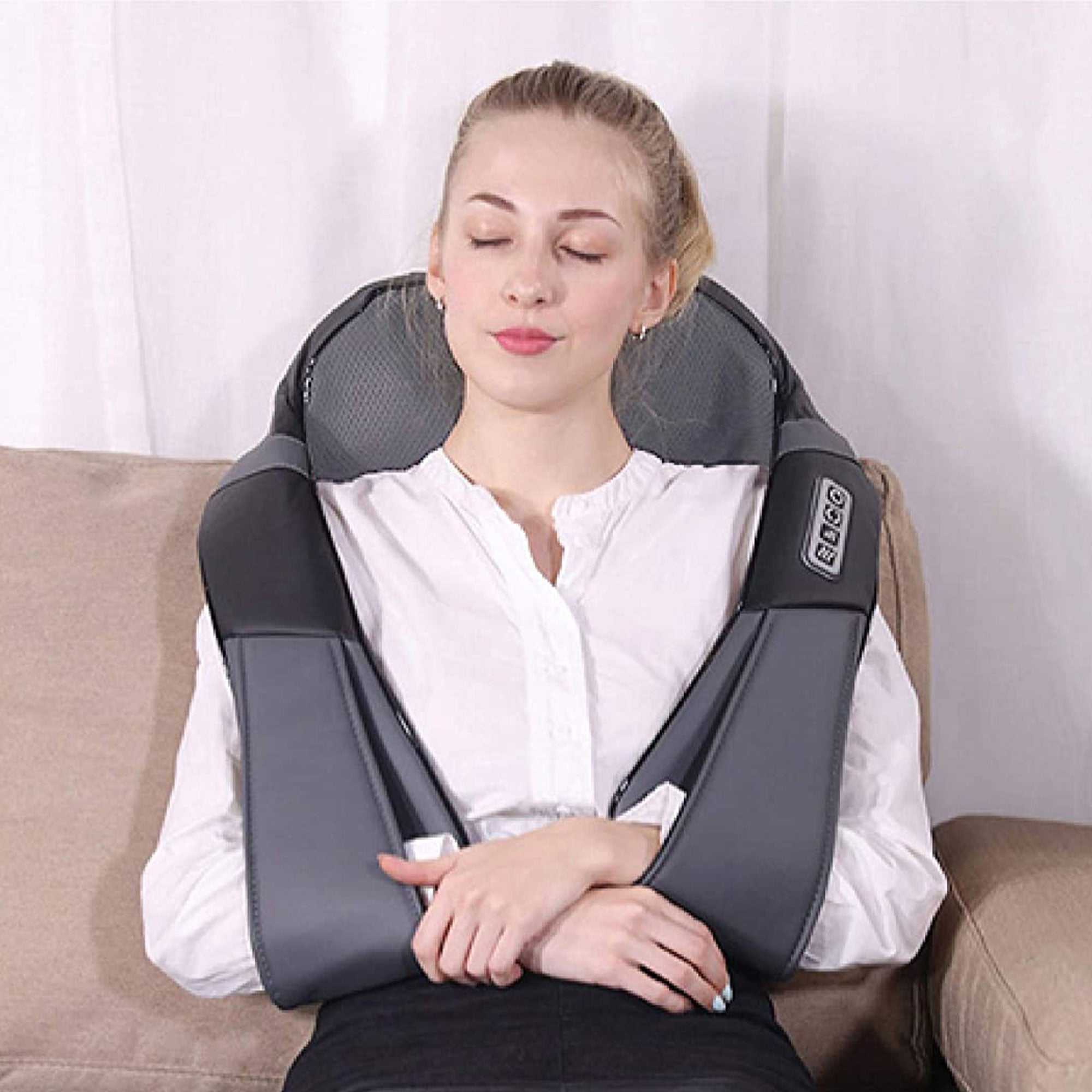 TRAKK Deep Tissue Electric Heated Neck Back Body Kneading Massage Travel Pillow - VMInnovations