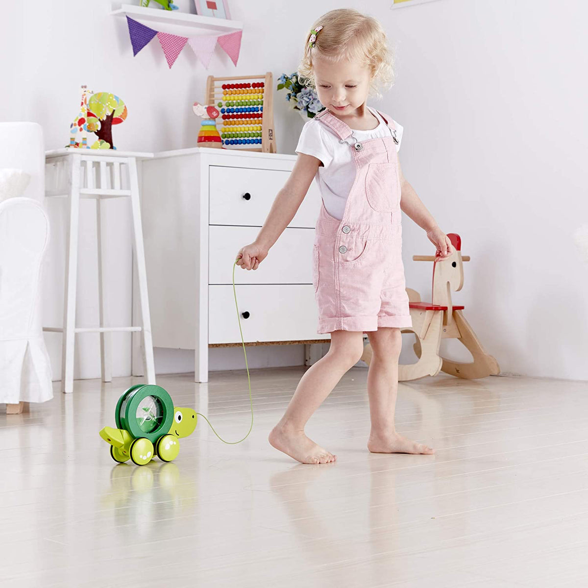 Hape Pull Along Tito the Turtle Wooden Push Toy for Ages 1 and Up, Lime Green - VMInnovations