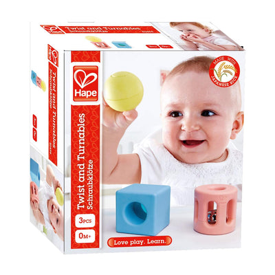 Hape Educational 3 Piece Geometric Rattle Play Toy Set for Ages Newborn and Up