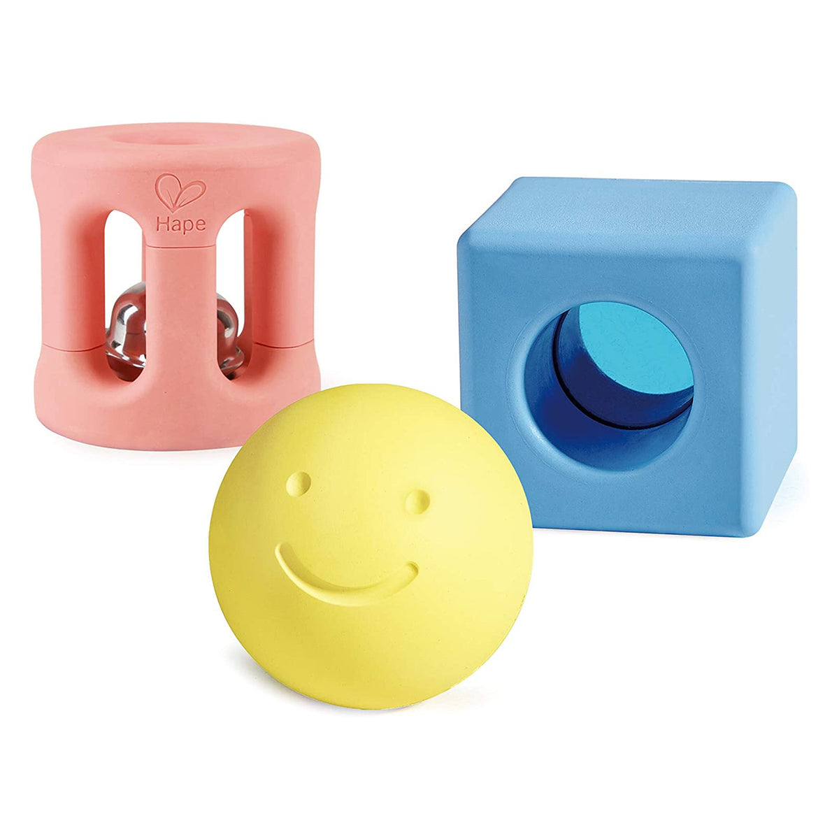 Hape Educational 3 Piece Geometric Rattle Play Toy Set for Ages Newborn and Up - VMInnovations
