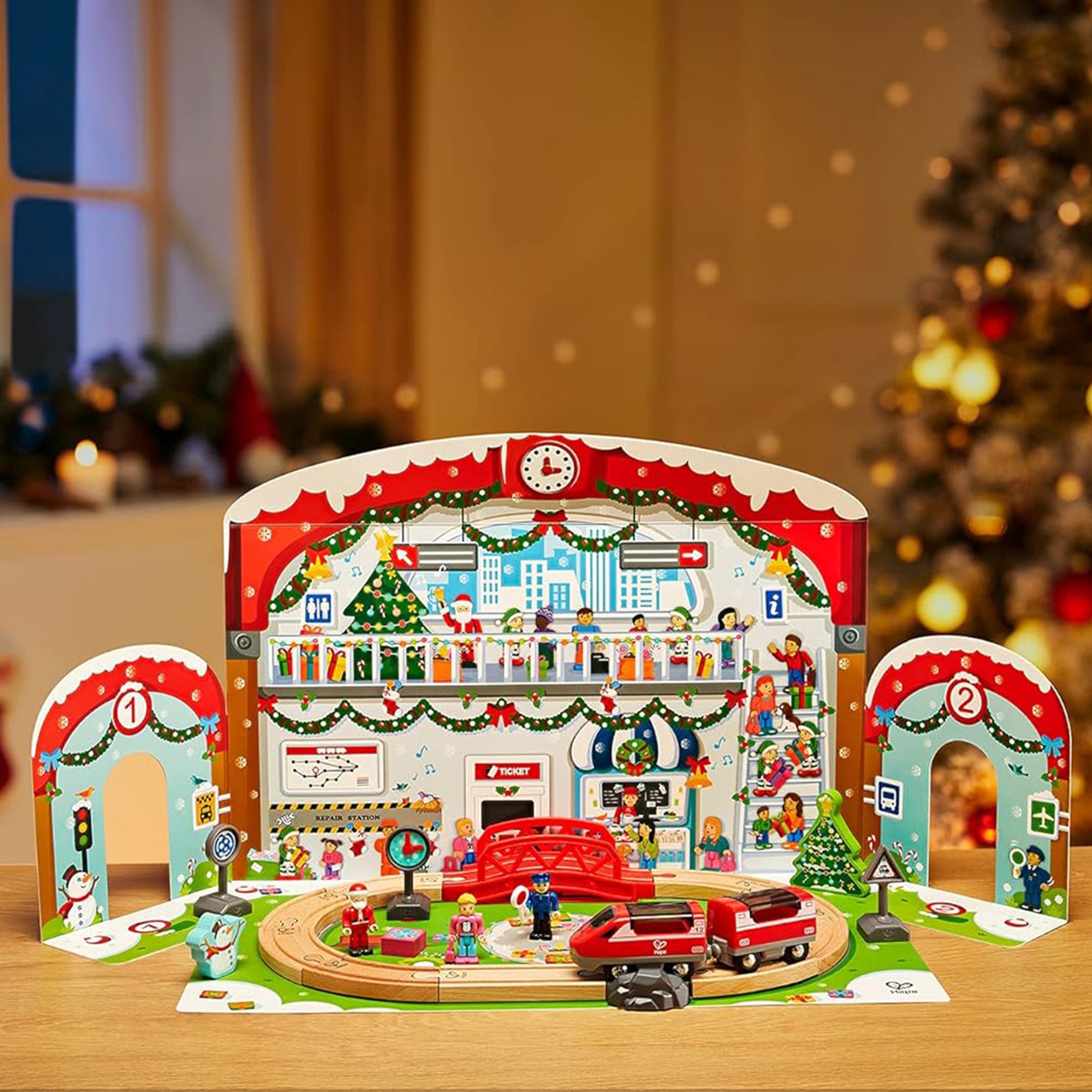 Hape Kids Wooden Grand Station Christmas Advent Calendar Set w/ 24 Pieces (Used) - VMInnovations