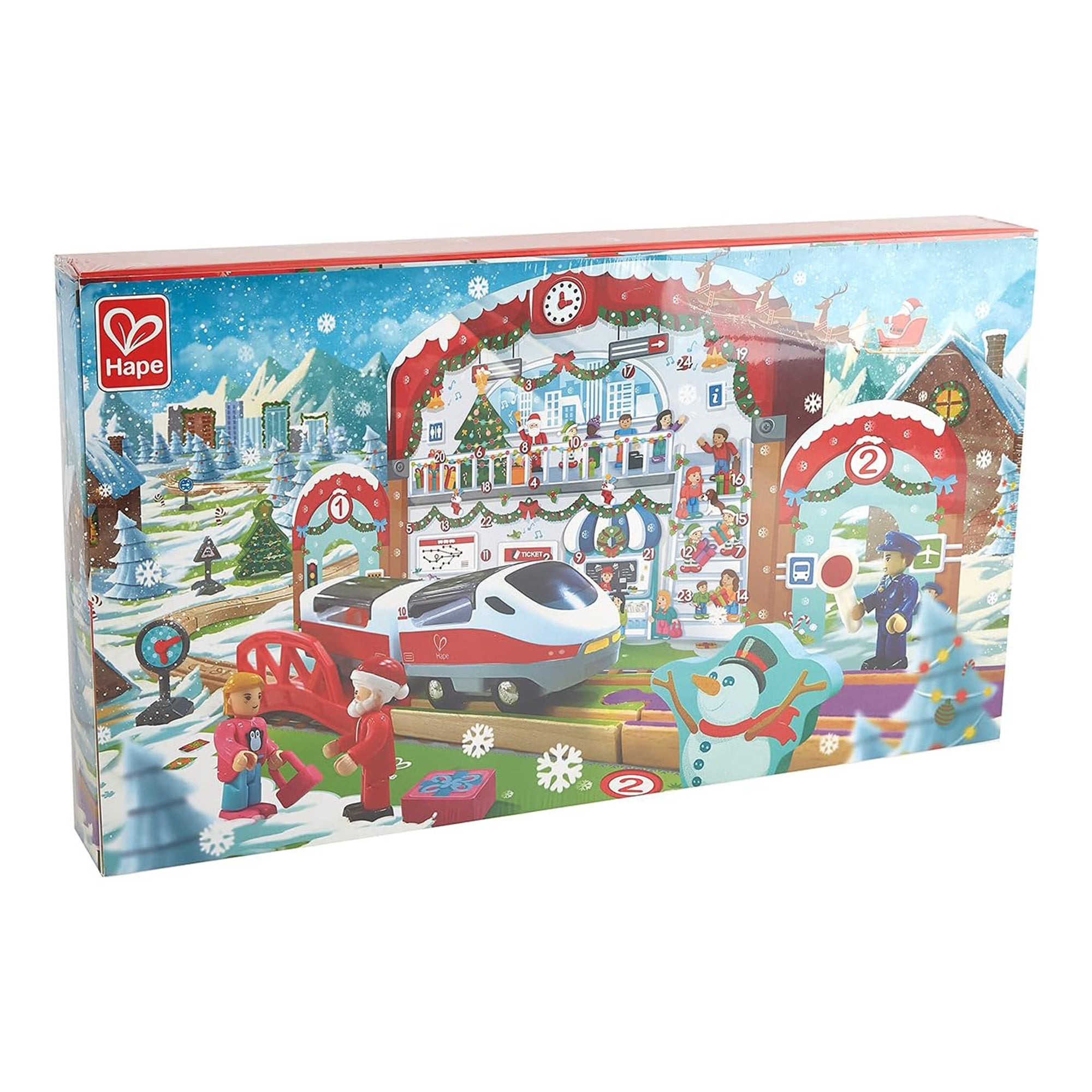 Hape E3770A Kids Wooden Grand Station Christmas Advent Calendar Set w/ 24 Pieces - VMInnovations