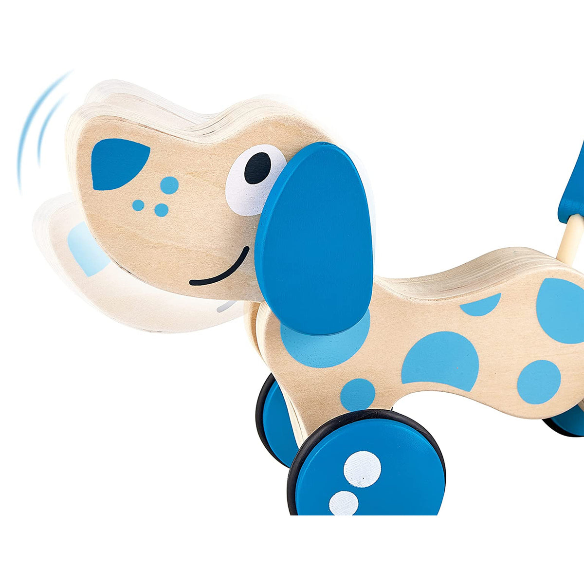 Hape Walk A Long Puppy Wooden Push Pull Kids Toy for Toddlers Ages 1 & Up, Blue - VMInnovations