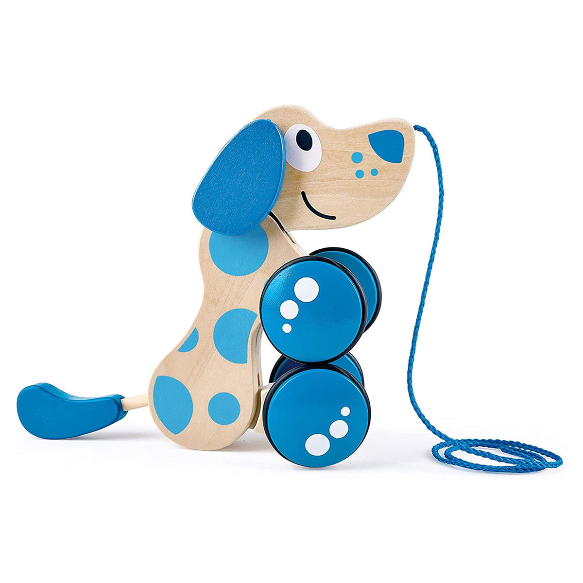Hape Walk A Long Puppy Wooden Push Pull Kids Toy for Toddlers Ages 1 & Up, Blue - VMInnovations
