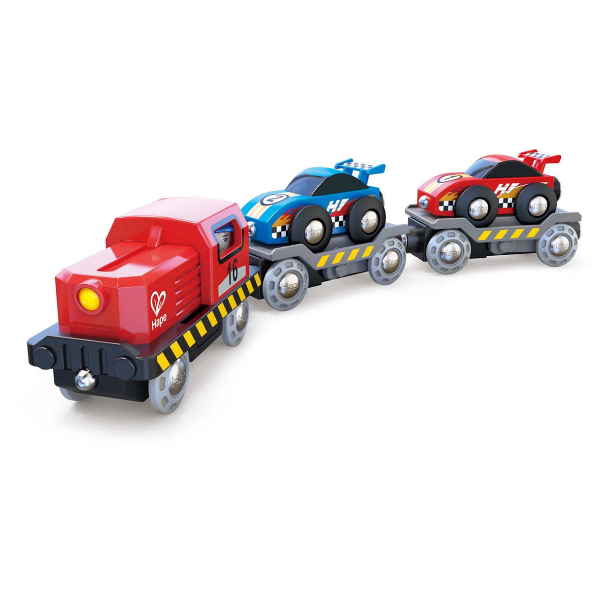 Hape Kids Rolling Stock Wooden 6 Pc Race Car Transporter Set for Ages 3 and Up - VMInnovations