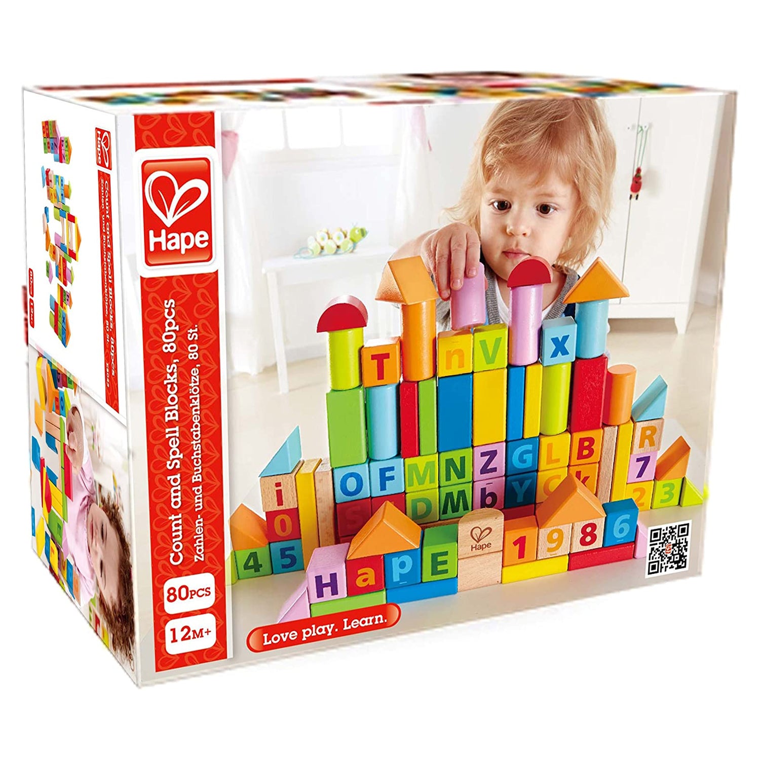 Hape Colored Wooden Blocks Playset for Ages 3+, 80 Pieces (Open Box) - VMInnovations