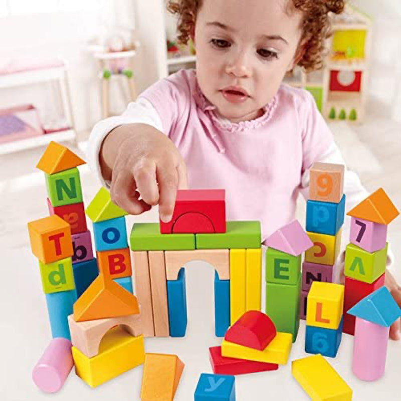 Hape Colored Wooden Blocks Playset for Ages 3+, 80 Pieces (Open Box)