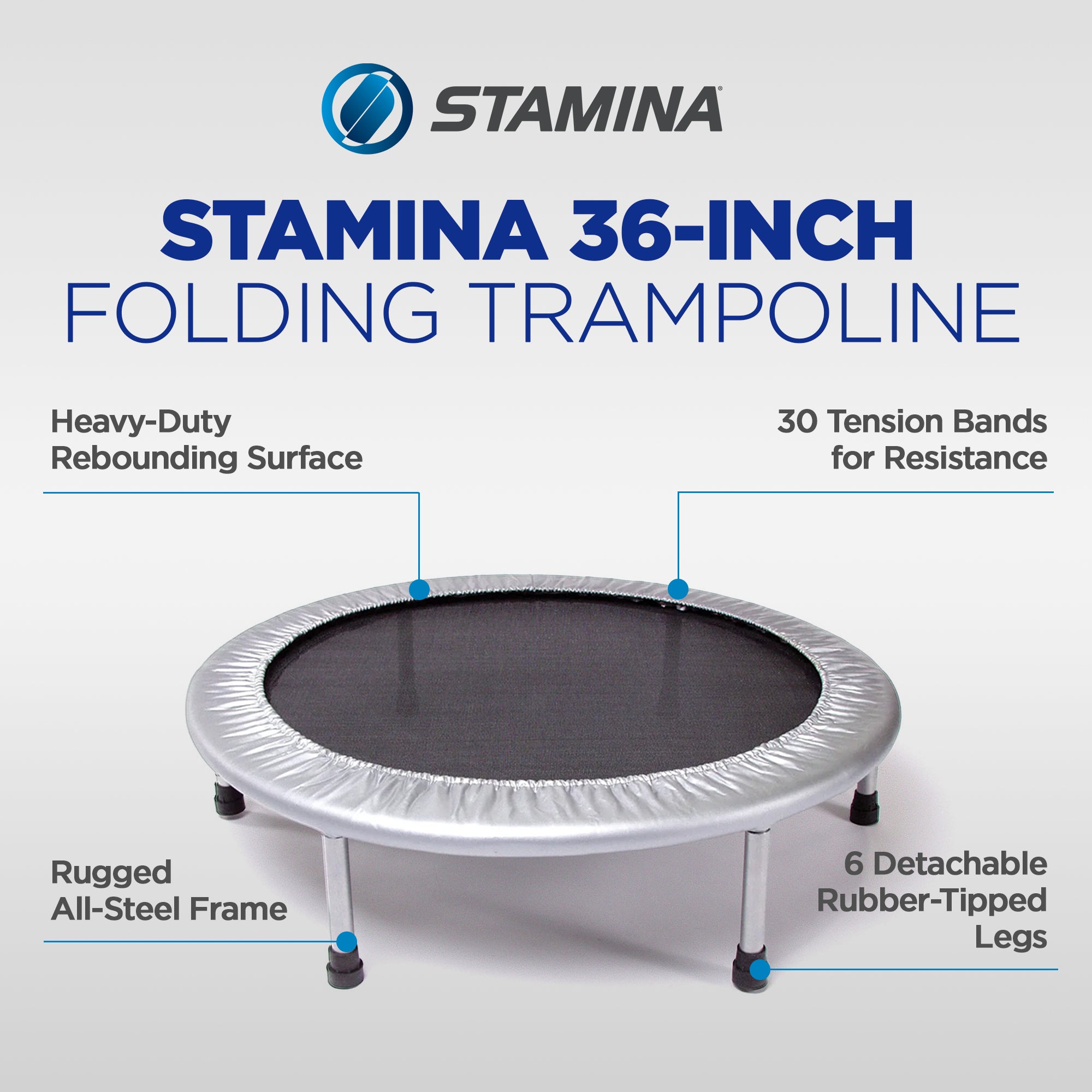 Stamina Products 36 Inch Folding Quiet & Safe Trampoline for Cardio (Open Box)