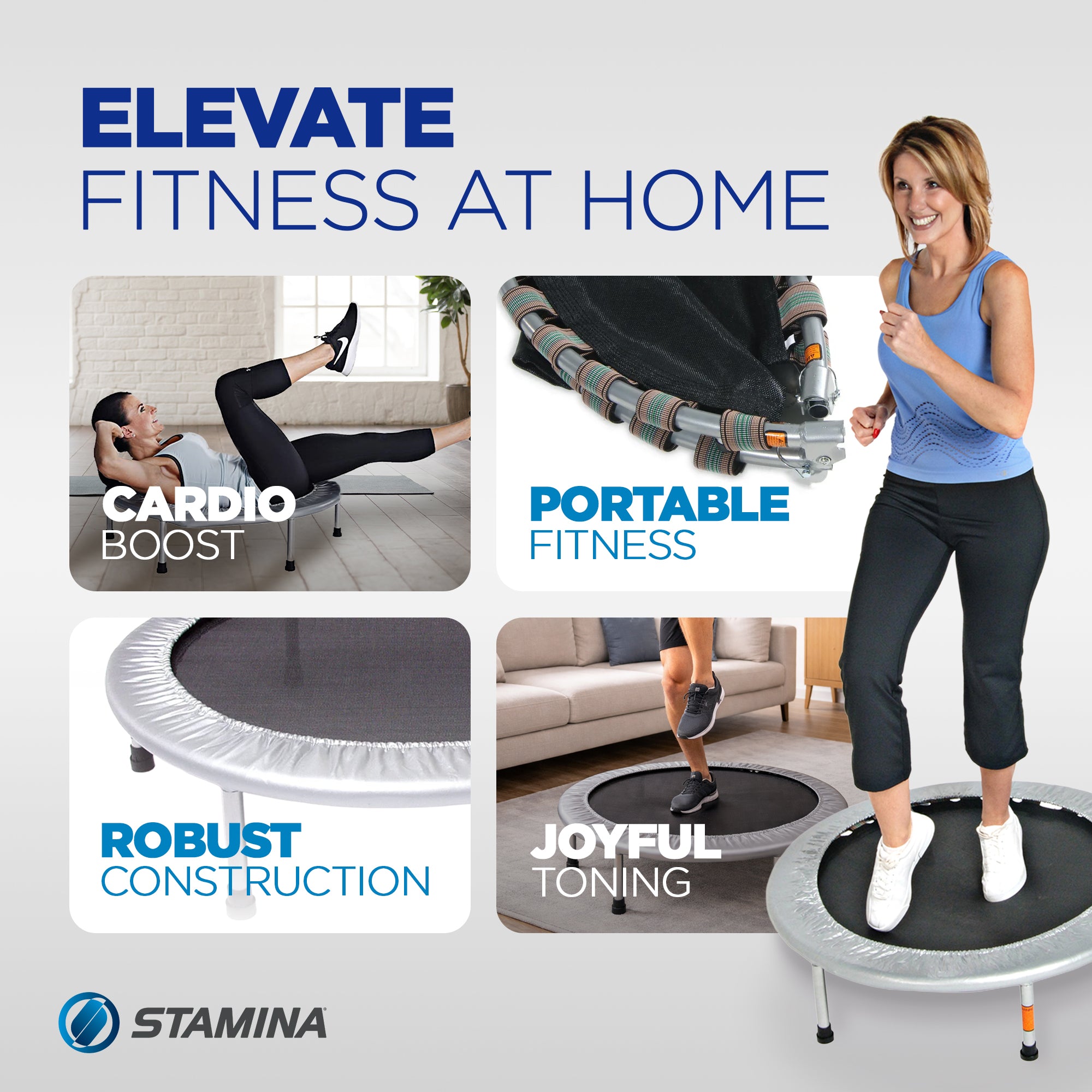 Stamina Products 36 Inch Folding Quiet & Safe Trampoline for Cardio (Open Box)