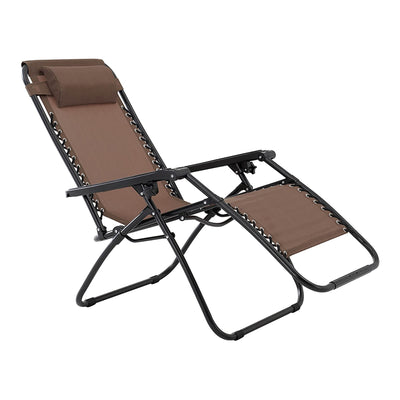 Sunjoy Modern Zero Gravity Steel Foldable Outdoor Lounge Patio Chair, Brown