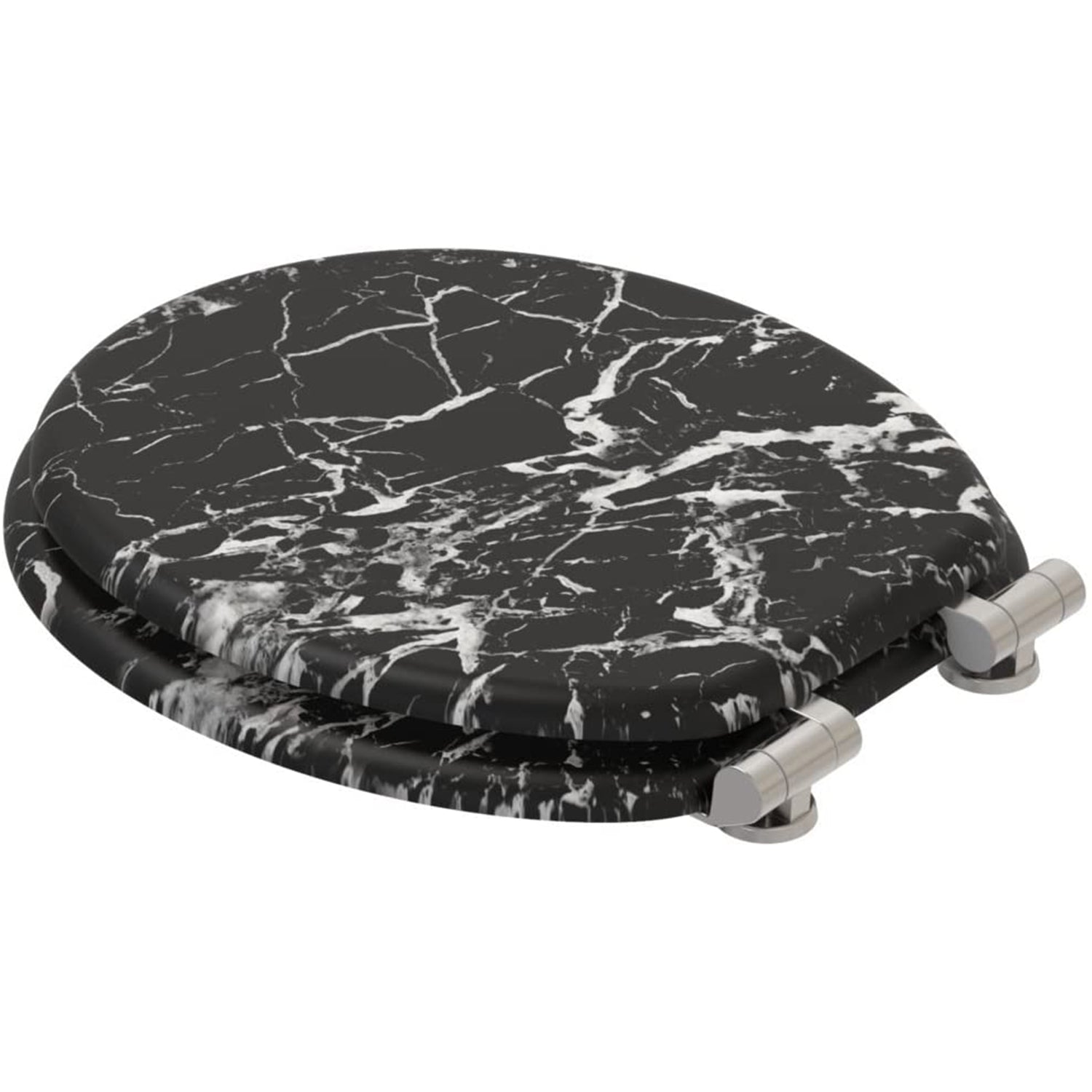 Sanilo 251 Round Soft Close Molded Wood Adjustable Toilet Seat, Marble Black - VMInnovations
