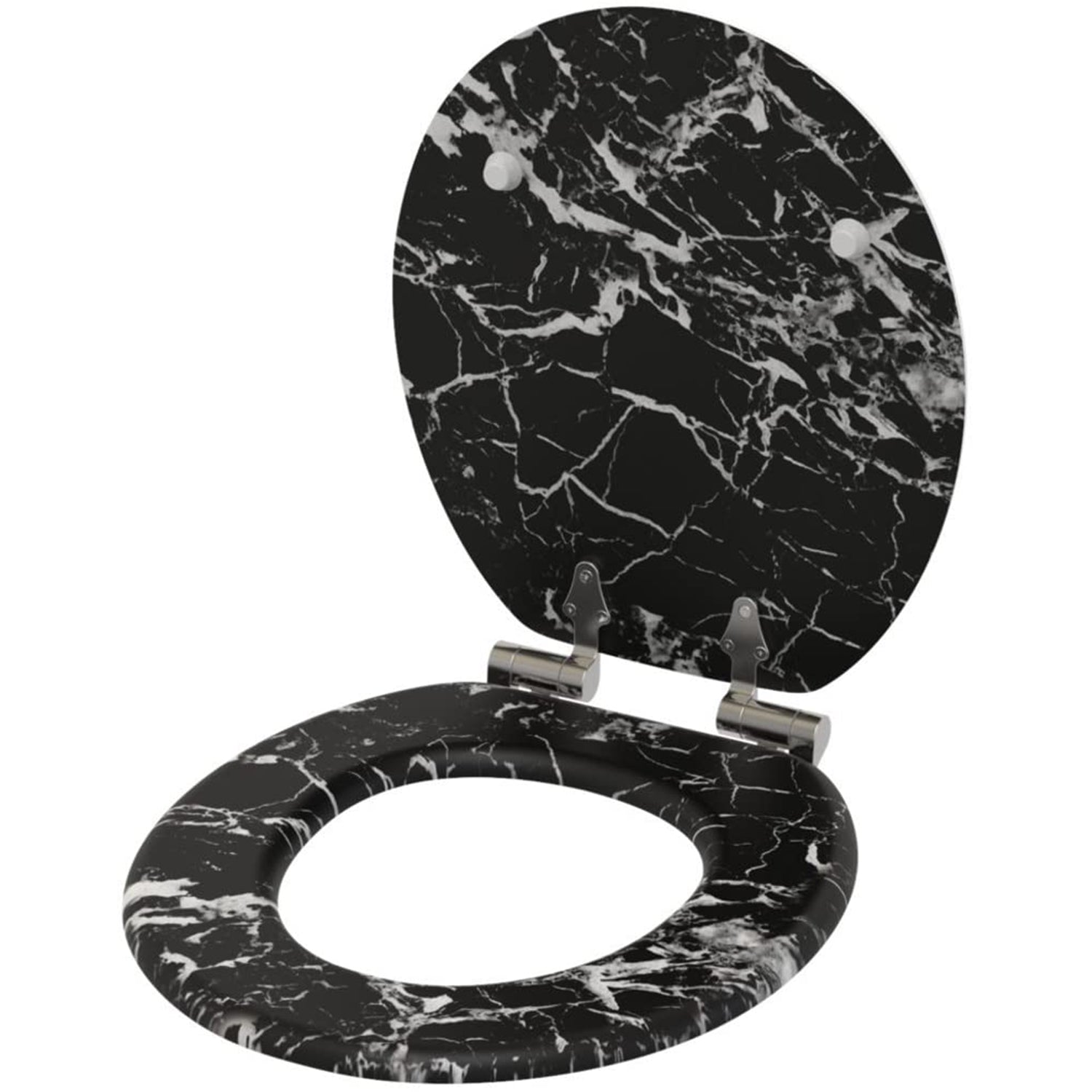 Sanilo 251 Round Soft Close Molded Wood Adjustable Toilet Seat, Marble Black - VMInnovations