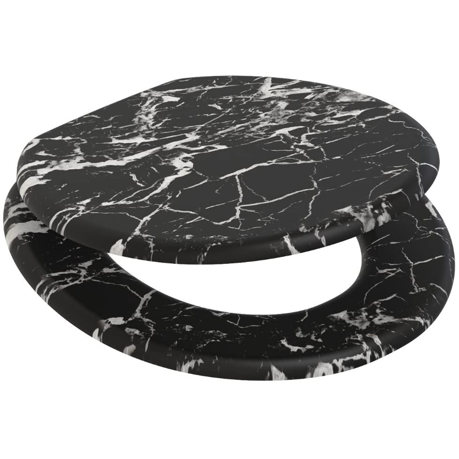Sanilo 251 Round Soft Close Molded Wood Adjustable Toilet Seat, Marble Black - VMInnovations