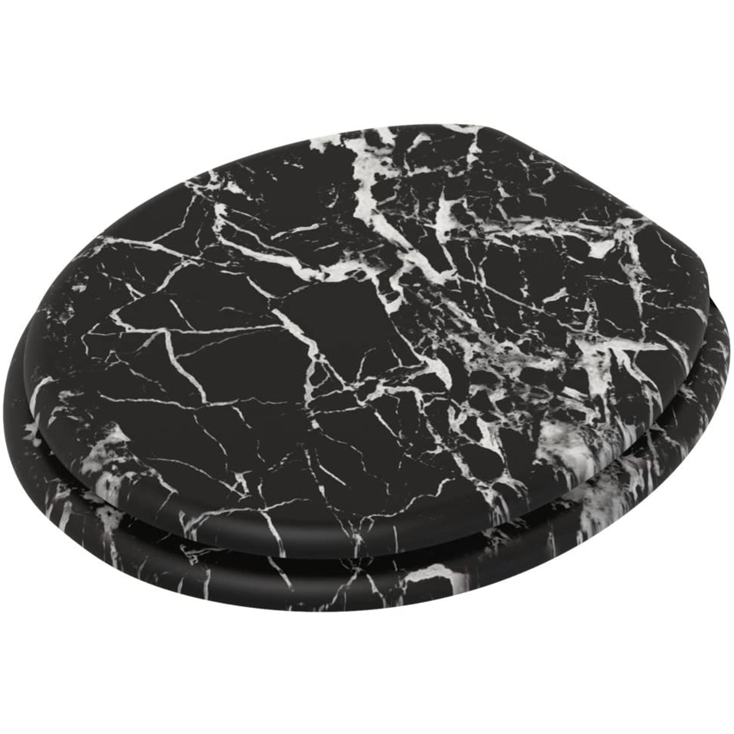 Sanilo 251 Round Soft Close Molded Wood Adjustable Toilet Seat, Marble Black - VMInnovations