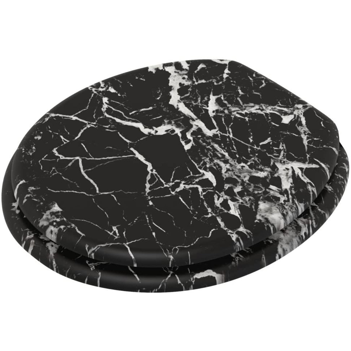Sanilo 251 Round Soft Close Molded Wood Adjustable Toilet Seat, Marble Black