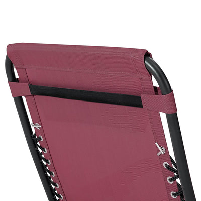 Sunjoy Modern Zero Gravity Steel Foldable Outdoor Lounge Patio Chair, Burgundy