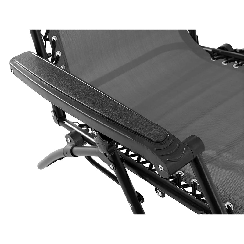 Sunjoy Modern Zero Gravity Steel Frame Foldable Outdoor Lounge Patio Chair, Grey
