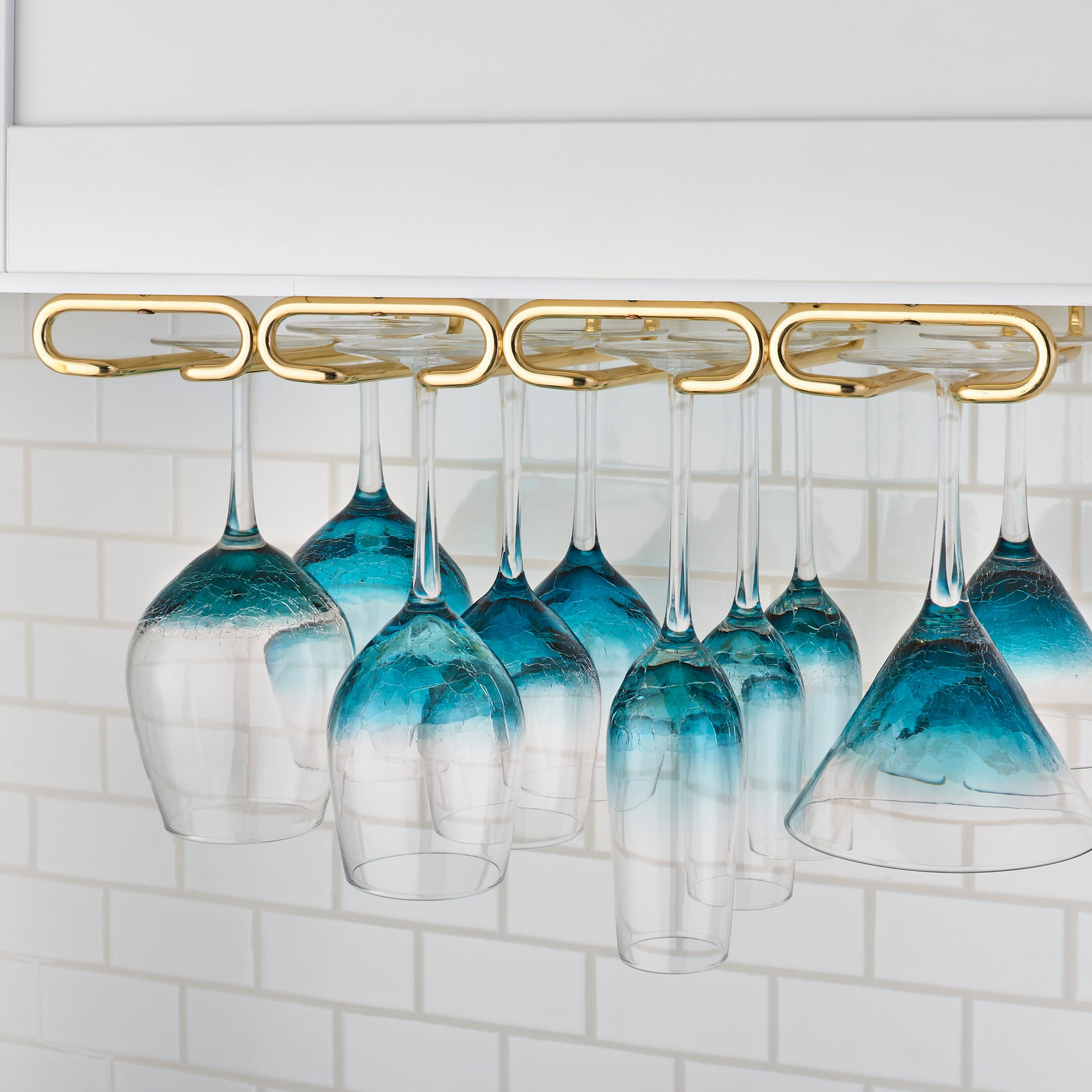 Rev-A-Shelf 11" Quad Under Cabinet Glass & Stemware Holder, Brass, 3450-11BR - VMInnovations