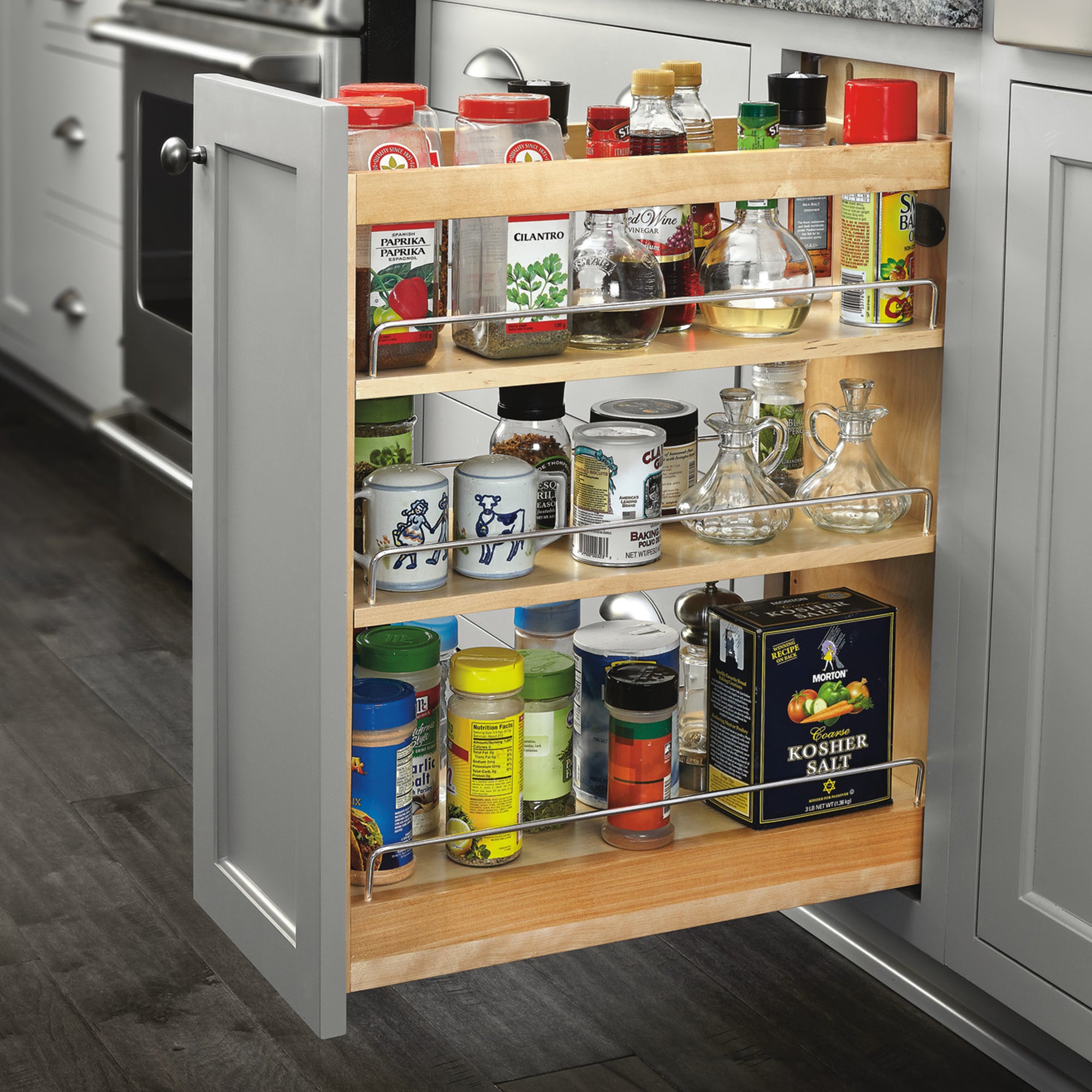 Rev-A-Shelf 8.75'' Pullout Kitchen Cabinet Organizer Soft-close, 448-BCSC-8C - VMInnovations