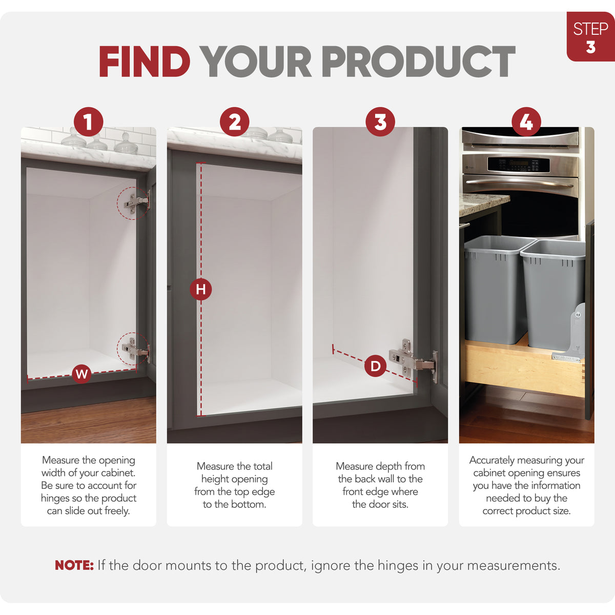 Rev-A-Shelf Double Pullout Bottom Mount Trash Cans 50 qt., Gray, 4WCBM-2150DM-2