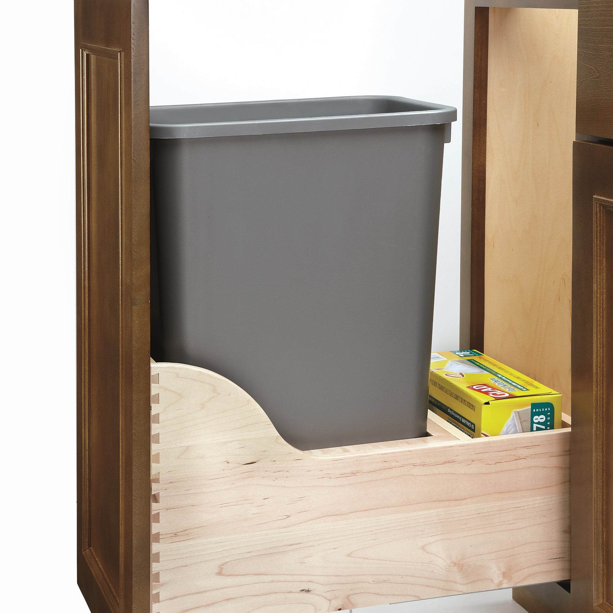 Rev-A-Shelf Single Pullout Trash Can 50 Qt w/ Soft-Close Slides, 4WCSC-1550DM-1 - VMInnovations
