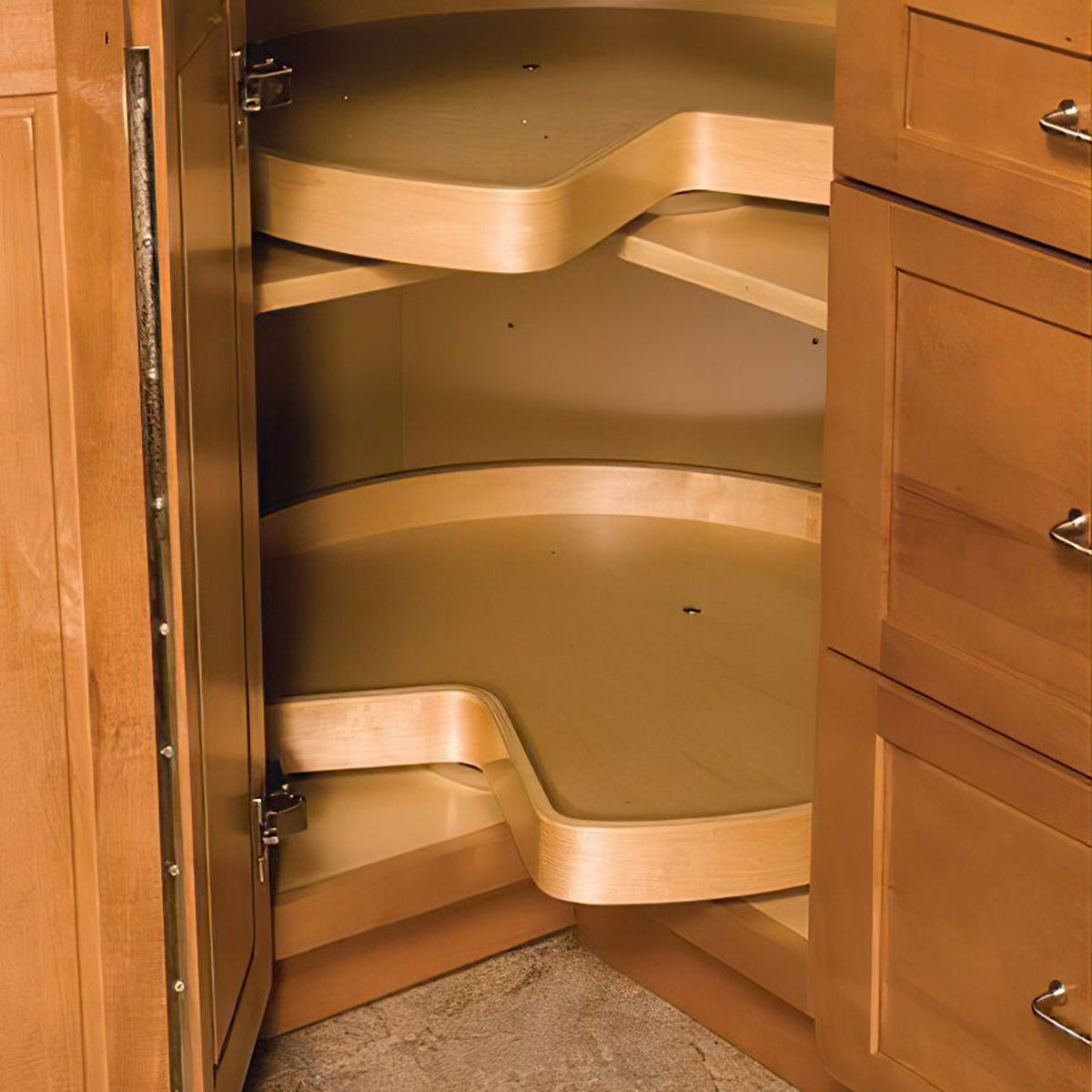 Rev-A-Shelf 28" Lazy Susan Kidney-Shaped 1-Shelf Swivel Bearings, 4WLS201-28-BS52
