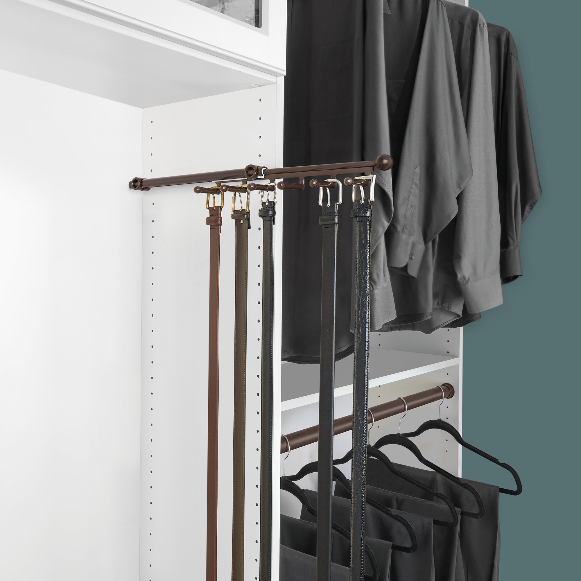 Rev-A-Shelf 14" Pullout Belt & Scarf Closet Organizer, Bronze, CBSR-14-ORB - VMInnovations