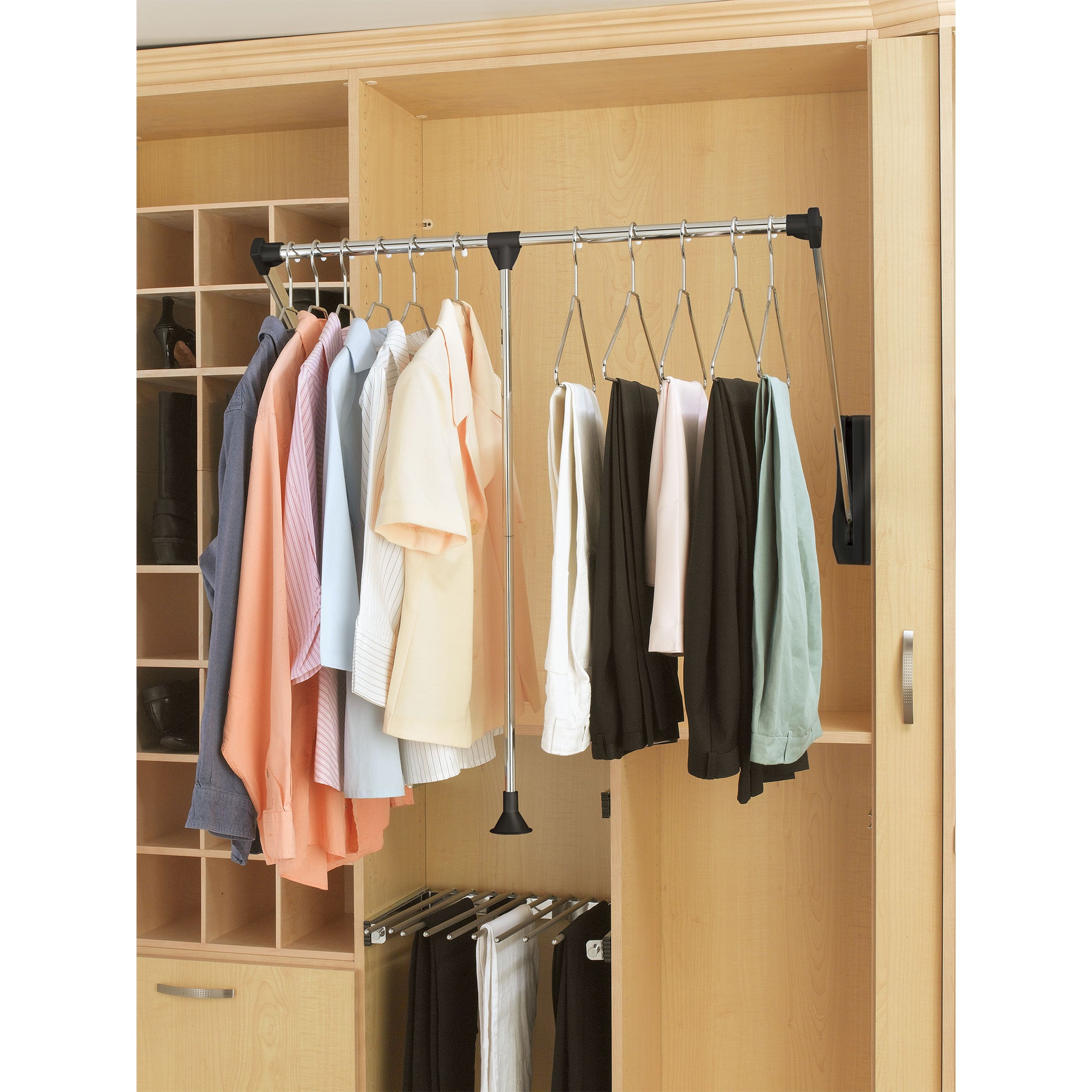 Rev-A-Shelf 21.5" - 26" Adjustable Pulldown Closet Rod, Chrome, CPDR-1826 - VMInnovations