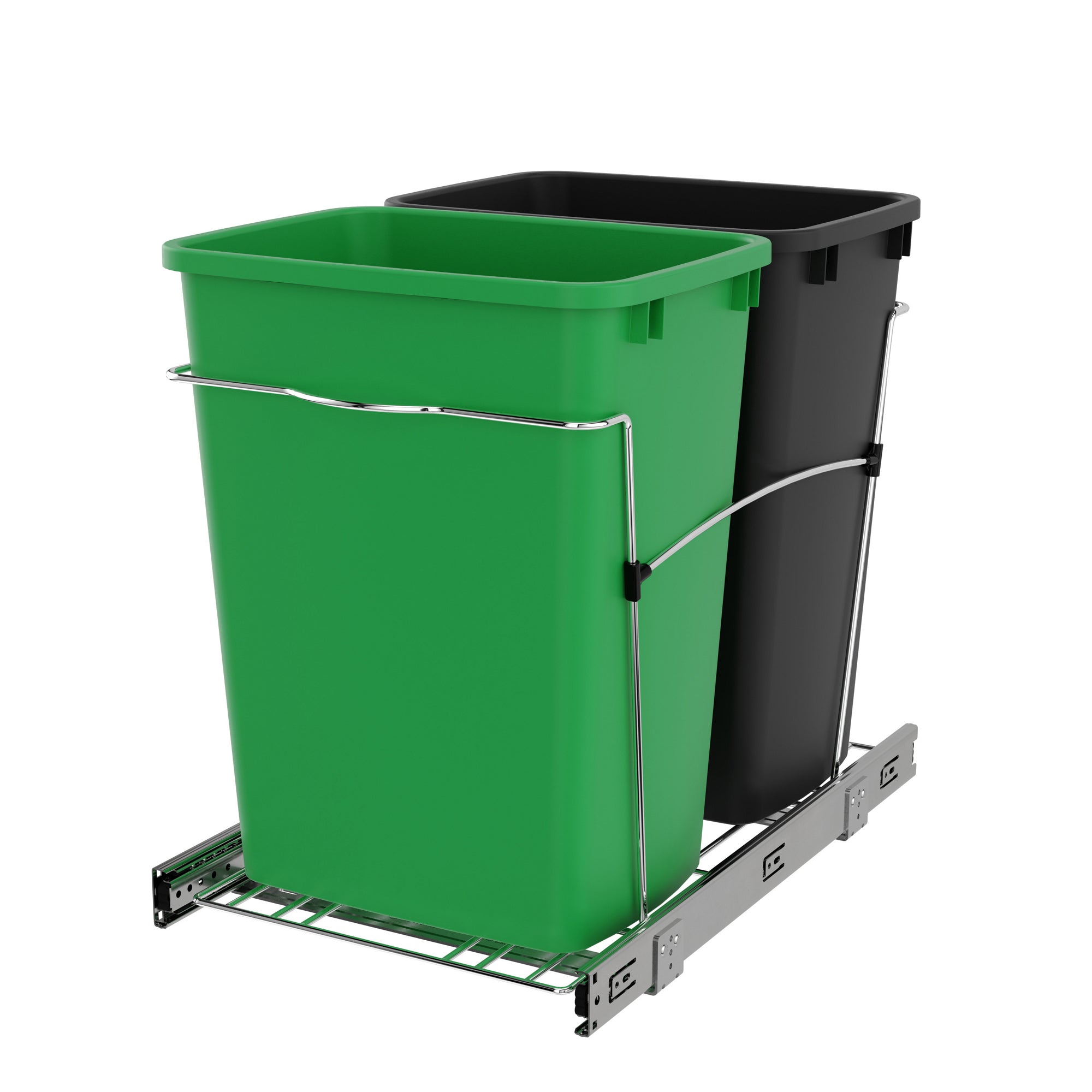 Rev-A-Shelf Double Pullout Trash Can 35 qt. for Kitchen, RV-18KD-1918C-S - VMInnovations