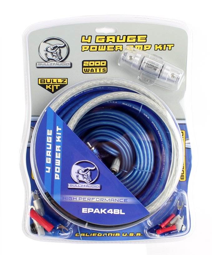 BULLZ AUDIO EPAK4BL 4 Gauge Amplifier/Amp Wiring Kit