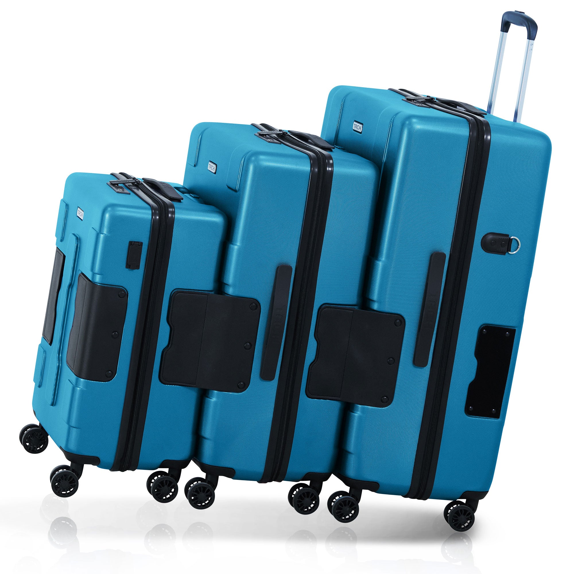 TACH V3 Connectable 3 Piece Hard Shell Spinner Luggage Set, Sky Blue (Used) - VMInnovations