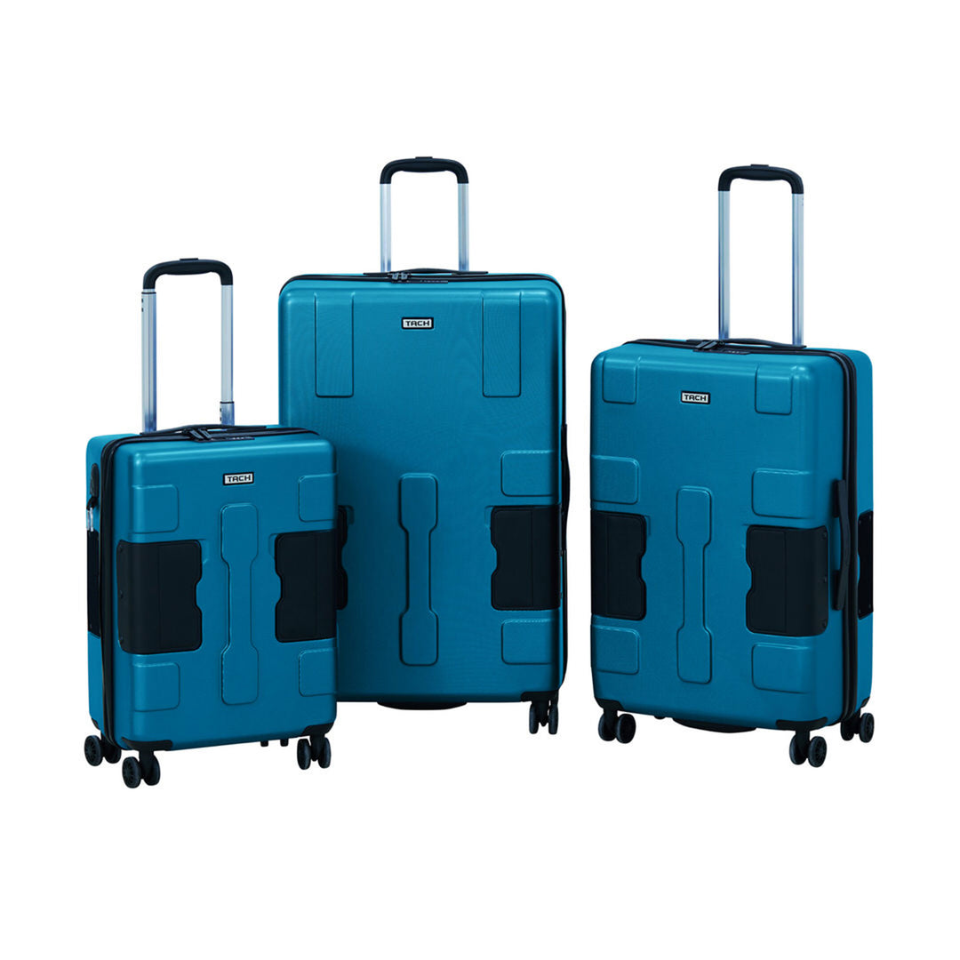 TACH V3 Connectable 3 Piece Hard Shell Spinner Luggage Set, Sky Blue (Used) - VMInnovations
