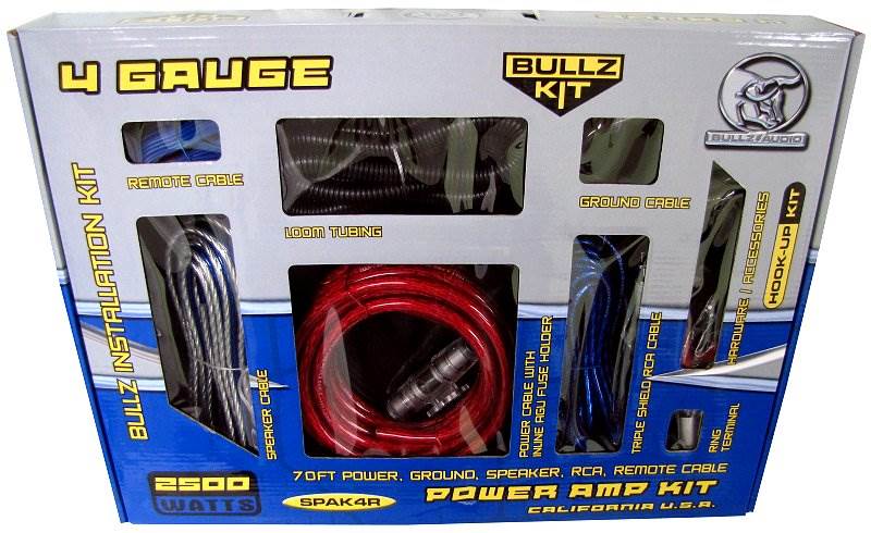 BULLZ AUDIO PPAK4BL 4 Gauge Amplifier/Amp Wiring Kit