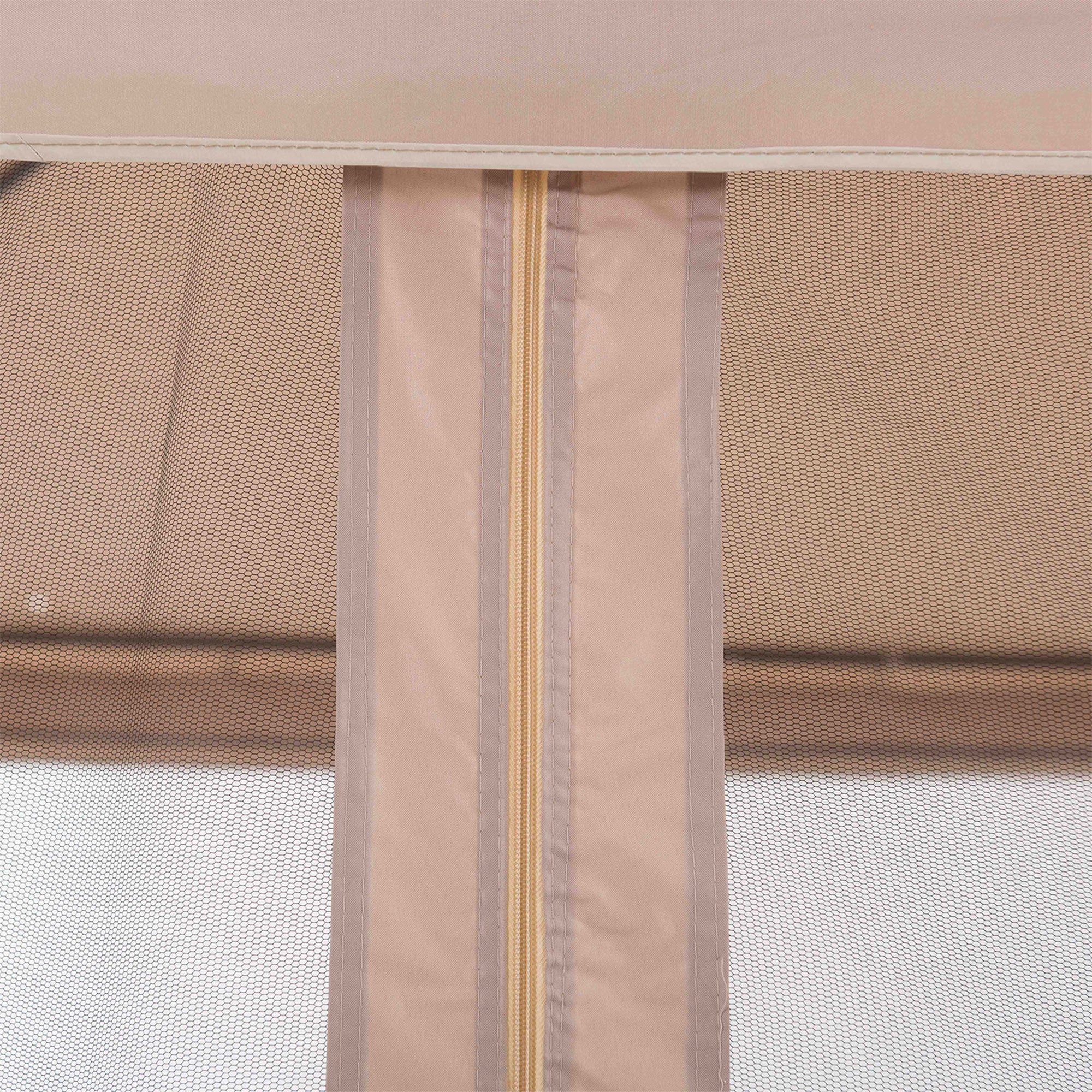 Sunjoy 10 x 10 Foot Hampton Soft Top Steel Gazebo w/ Netting, Brown (Open Box) - VMInnovations