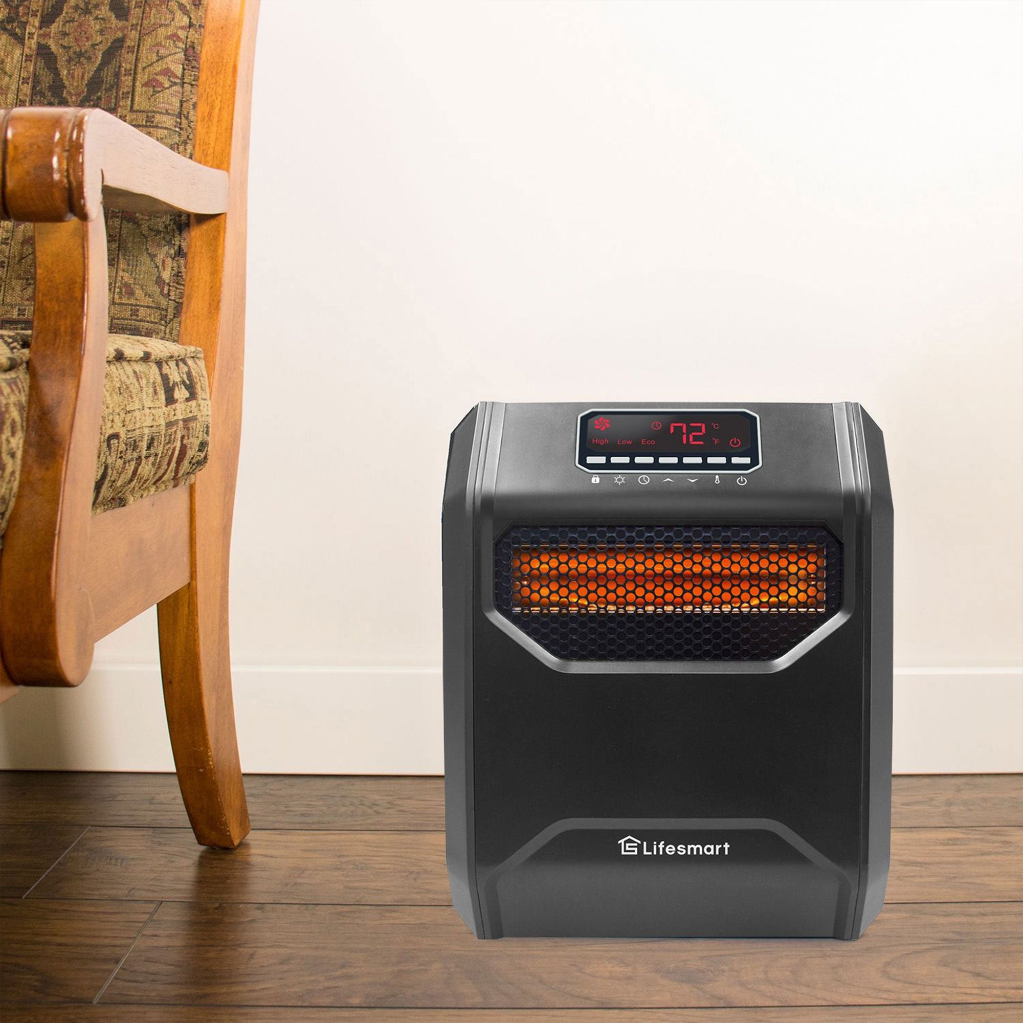 LifeSmart LifePro 1500W 6 Element Infrared Large Room Space Heater w/ Remote - VMInnovations