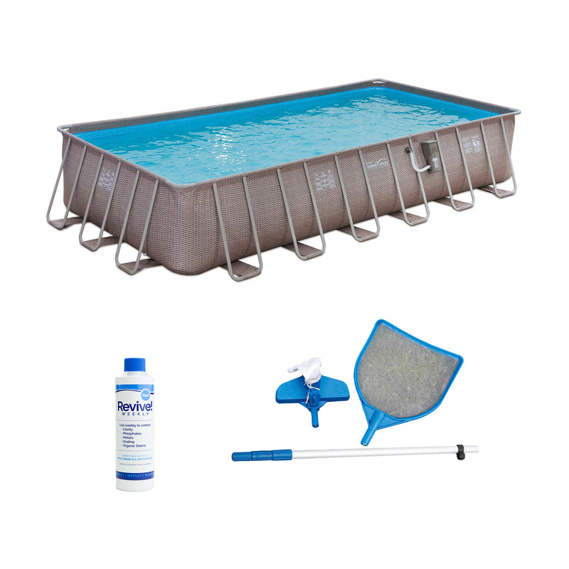 Summer Waves 24ft x 12ft x 52in Rectangle Above Ground Frame Swimming Pool Set - VMInnovations