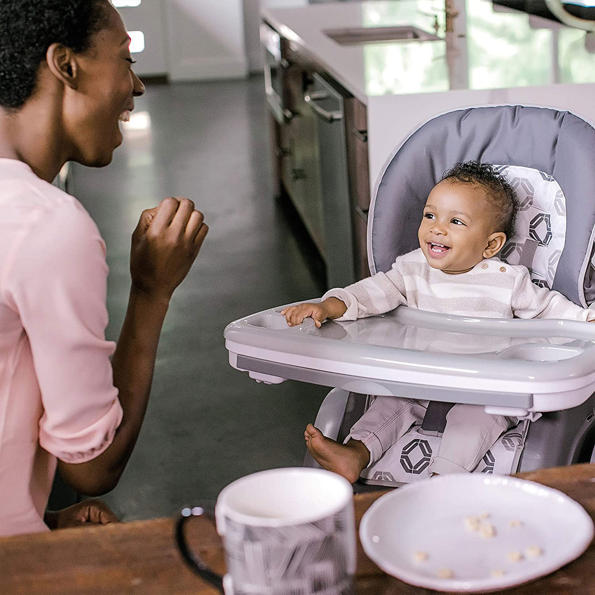 Ingenuity SmartServe 4 in 1 Full Size Baby Toddler High Chair Booster, Clayton - VMInnovations