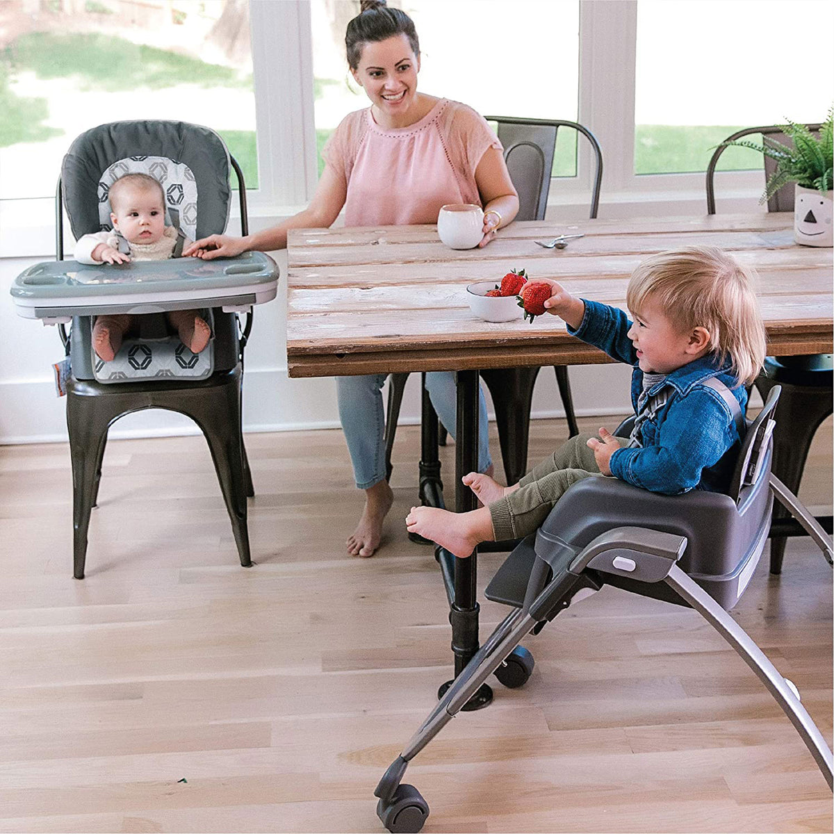 Ingenuity SmartServe 4 in 1 Full Size Baby Toddler High Chair Booster, Clayton - VMInnovations