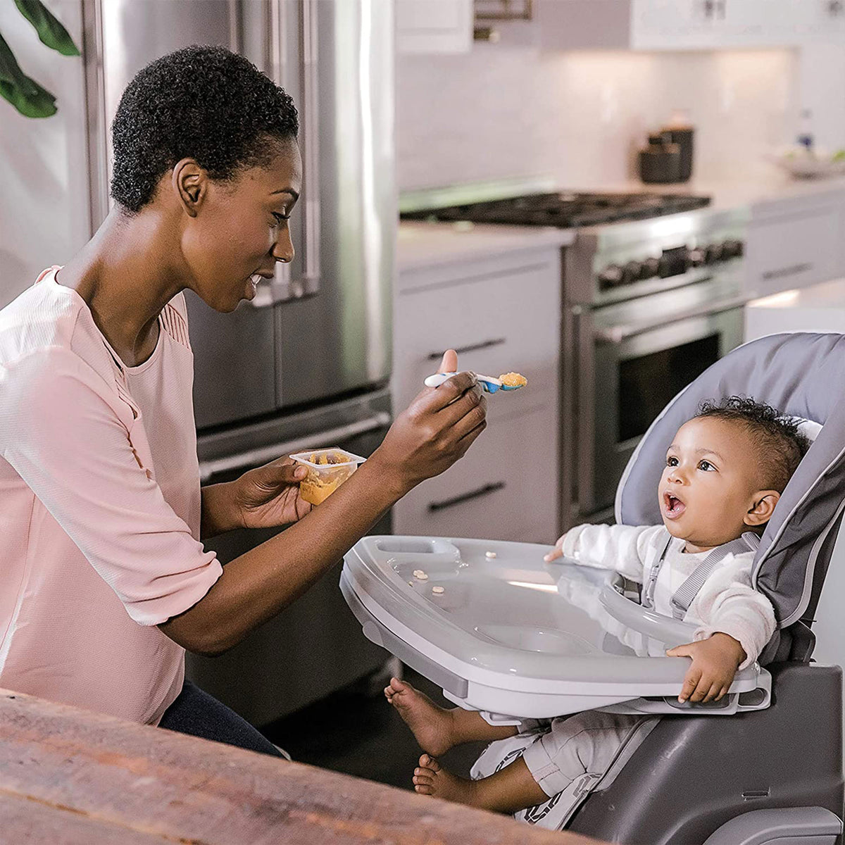 Ingenuity SmartServe 4 in 1 Full Size Baby Toddler High Chair Booster, Clayton - VMInnovations
