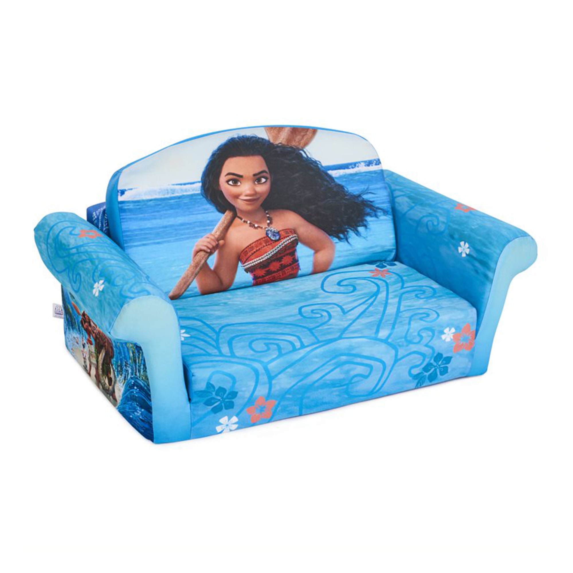 Marshmallow Furniture Kids 2-in-1 Flip Open Foam Compressed Sofa Bed, Moana - VMInnovations