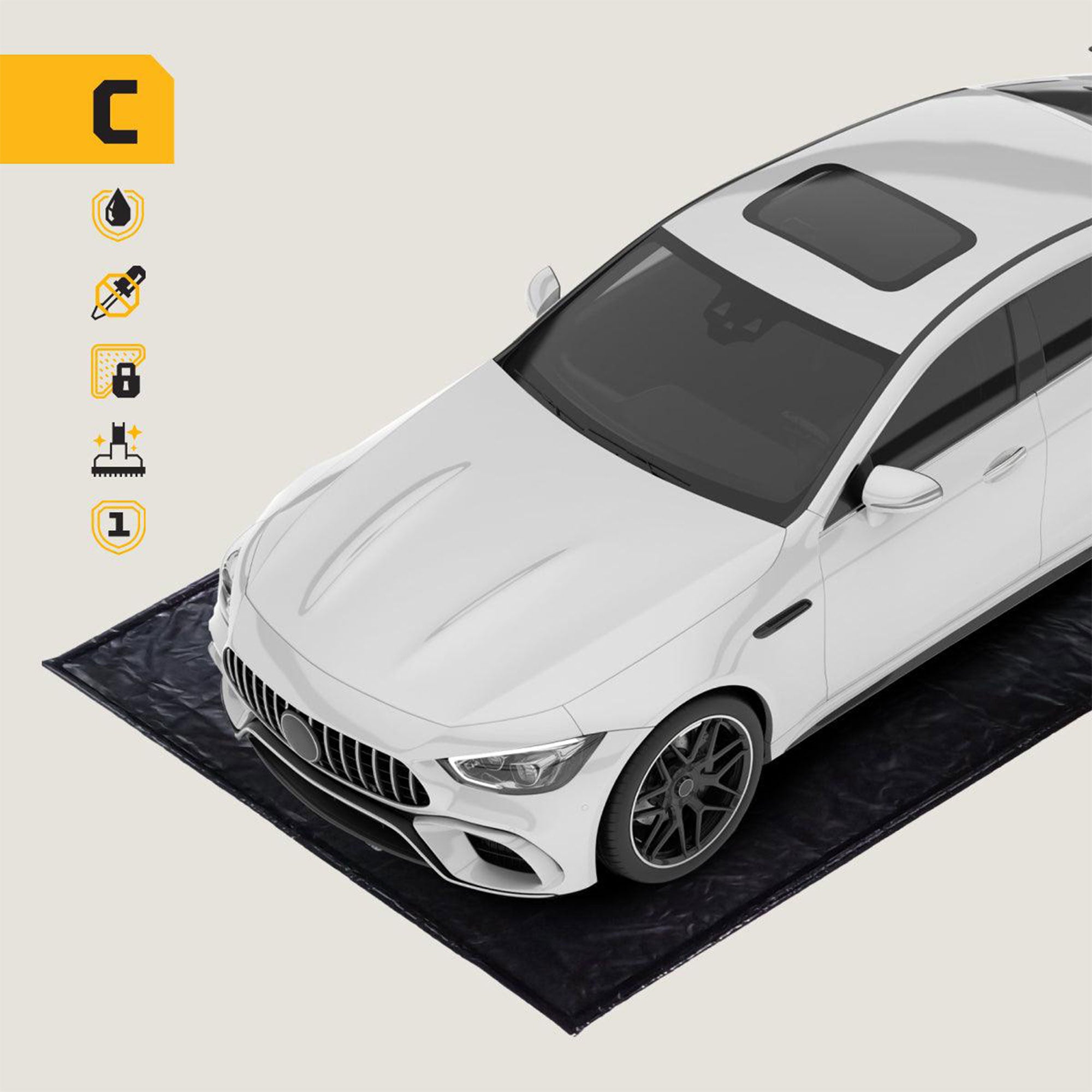 AutoFloorGuard 7.75 Foot by 16ft Compact Size Garage Containment Mat (For Parts) - VMInnovations