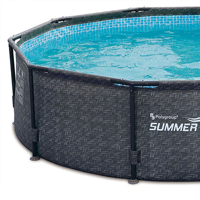 Summer Waves 14ft x 48in Outdoor Round Frame Above Ground Swimming Pool Set