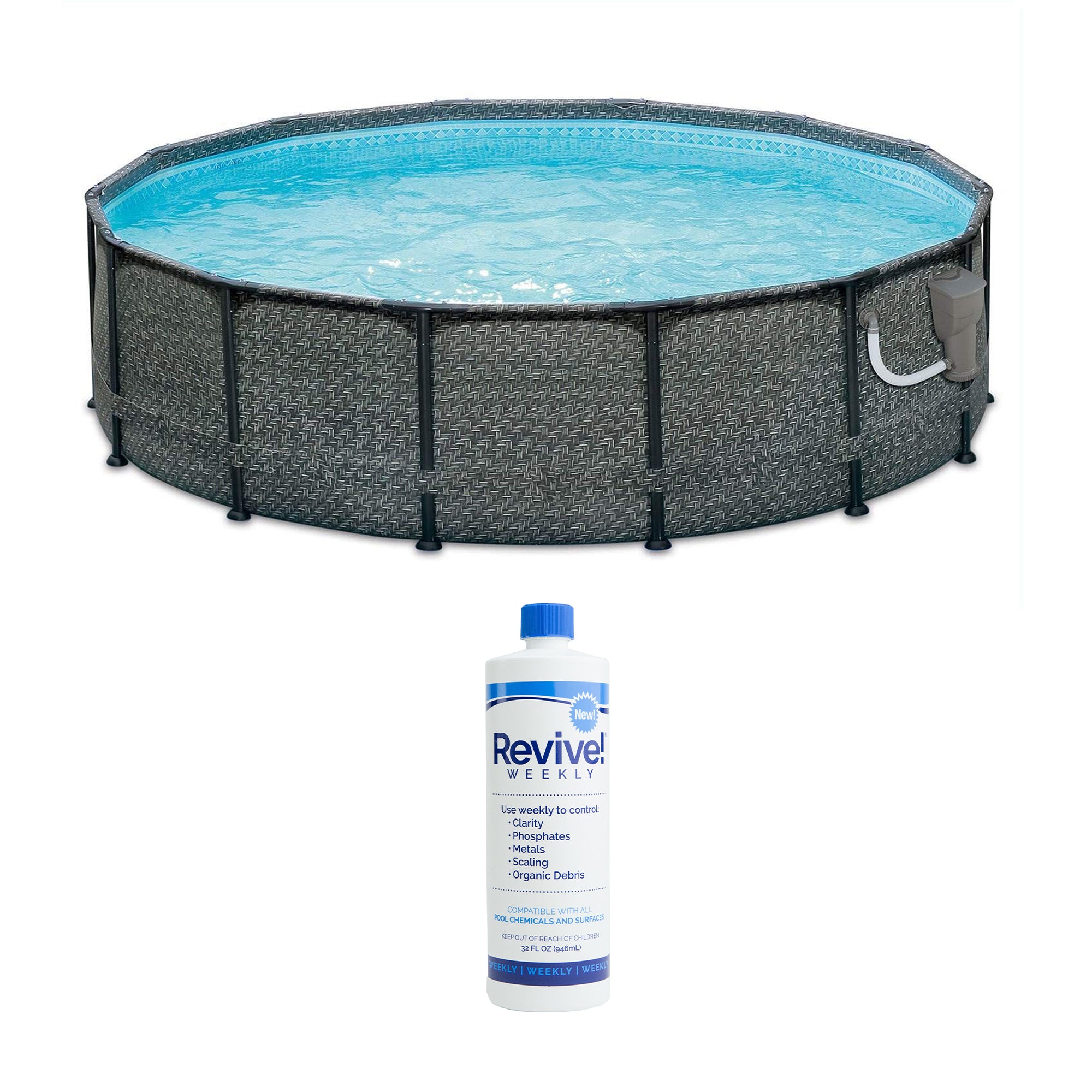 Summer Waves 14ft x 48in Outdoor Round Frame Above Ground Swimming Pool Set
