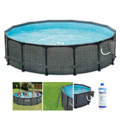 Summer Waves 14ft x 48in Outdoor Round Frame Above Ground Swimming Pool Set - VMInnovations