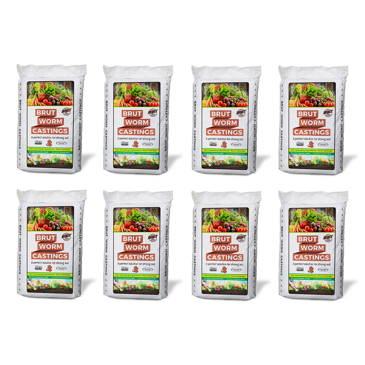 Brut Worm Farms Organic Worm Castings Soil Builder, 30 Pound Bag (8 Pack)