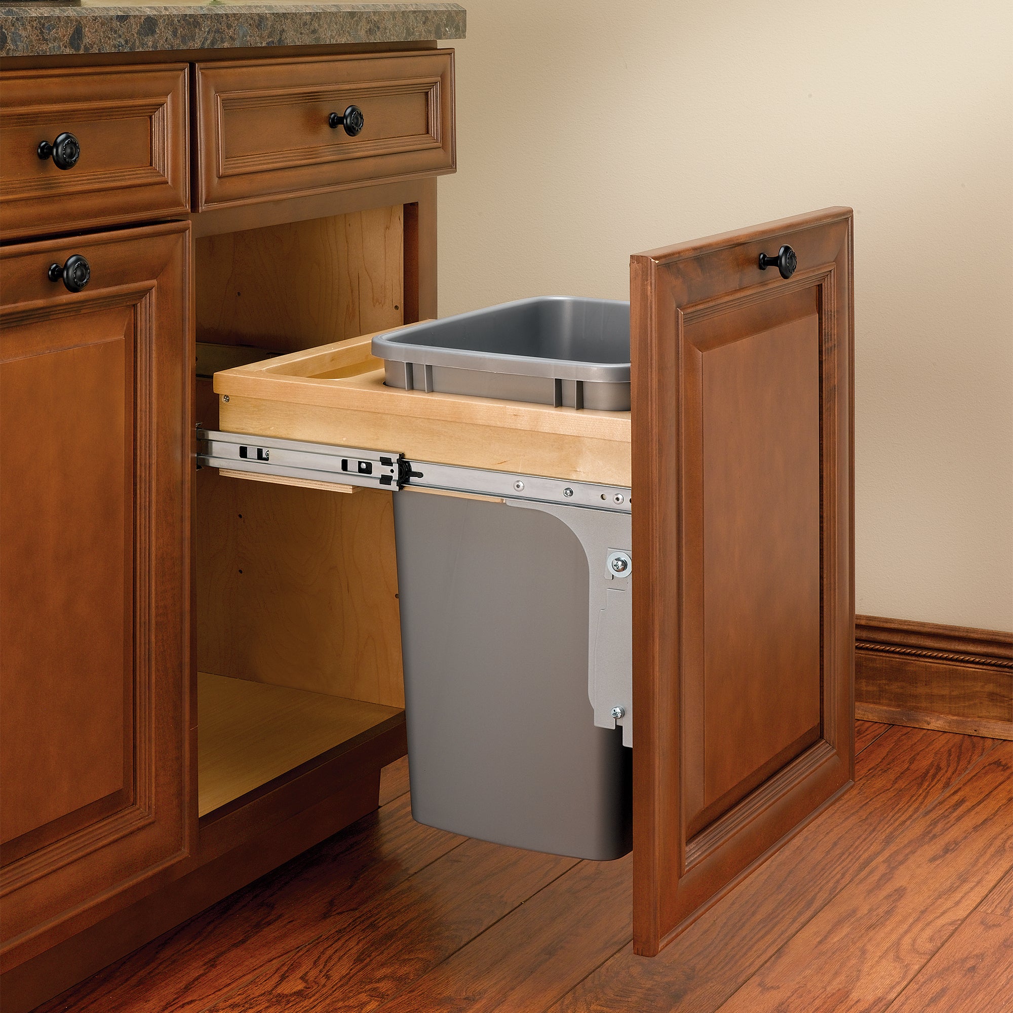 Rev-A-Shelf Single Pullout Trash Can, Reduced Depth, 35 qt., 4WCTM-1816DM-1