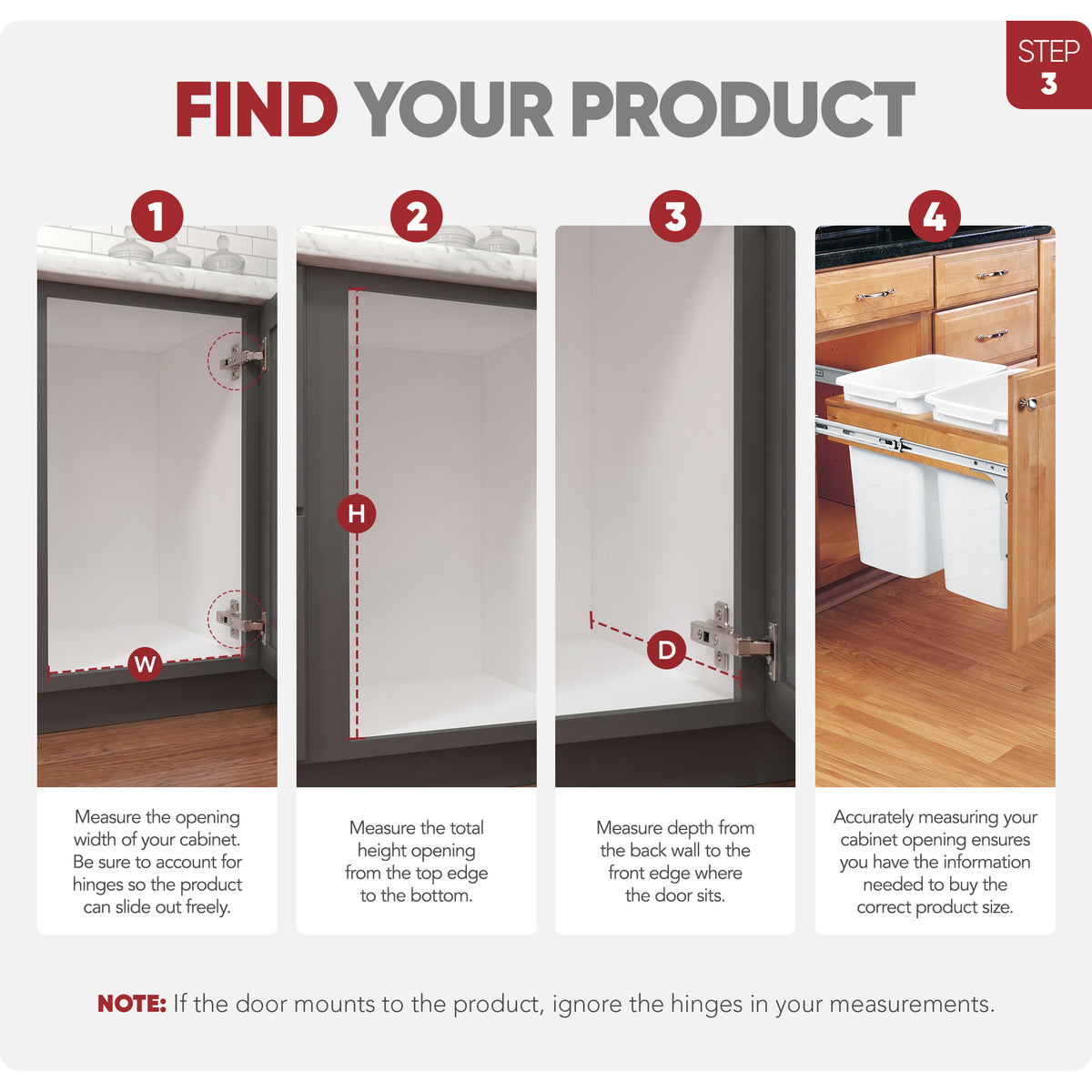 Rev-A-Shelf Double Pullout Top Mount Trash Can, 35 qt., 4WCTM-18DM2-419-FL