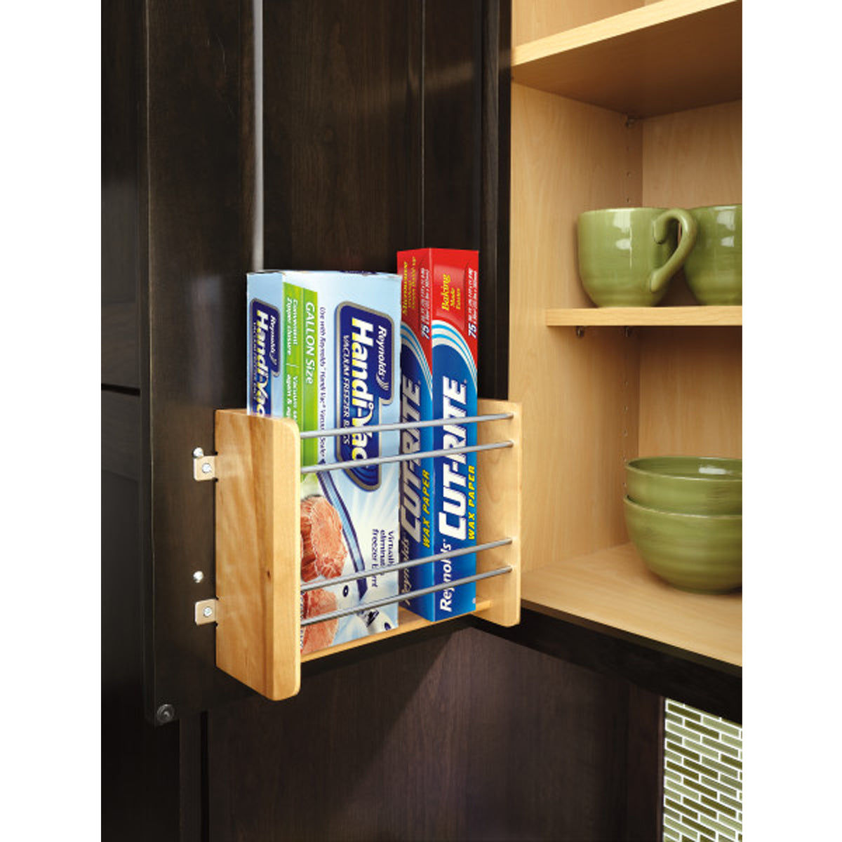 Rev-A-Shelf 4WFR-15-1 10 inch Pantry Cabinet Door Mount Foil Rack, Natural Maple