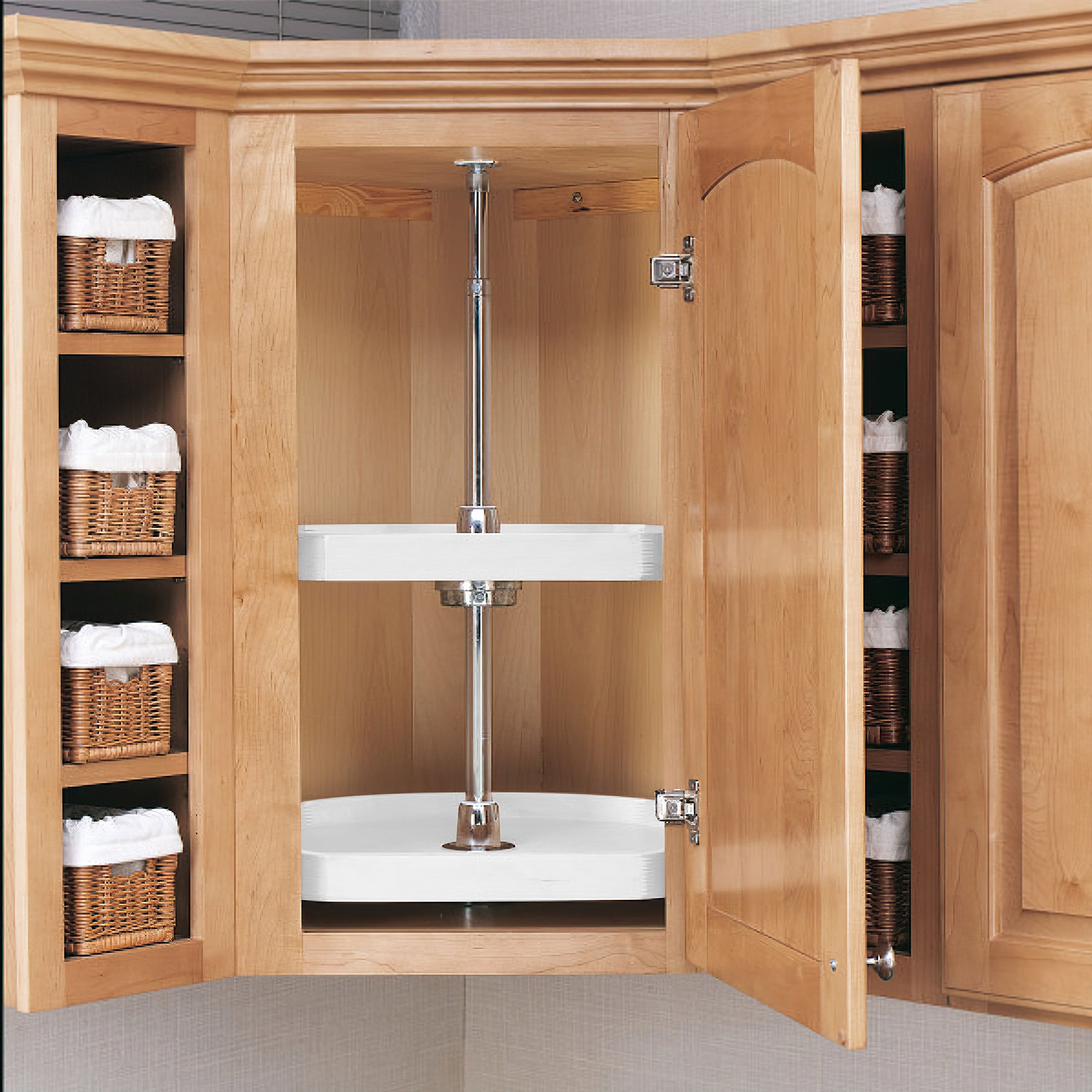 Rev-A-Shelf 20" Lazy Susan D-Shaped Cabinet Polymer Two-Tier, White, 7012-20-11-52