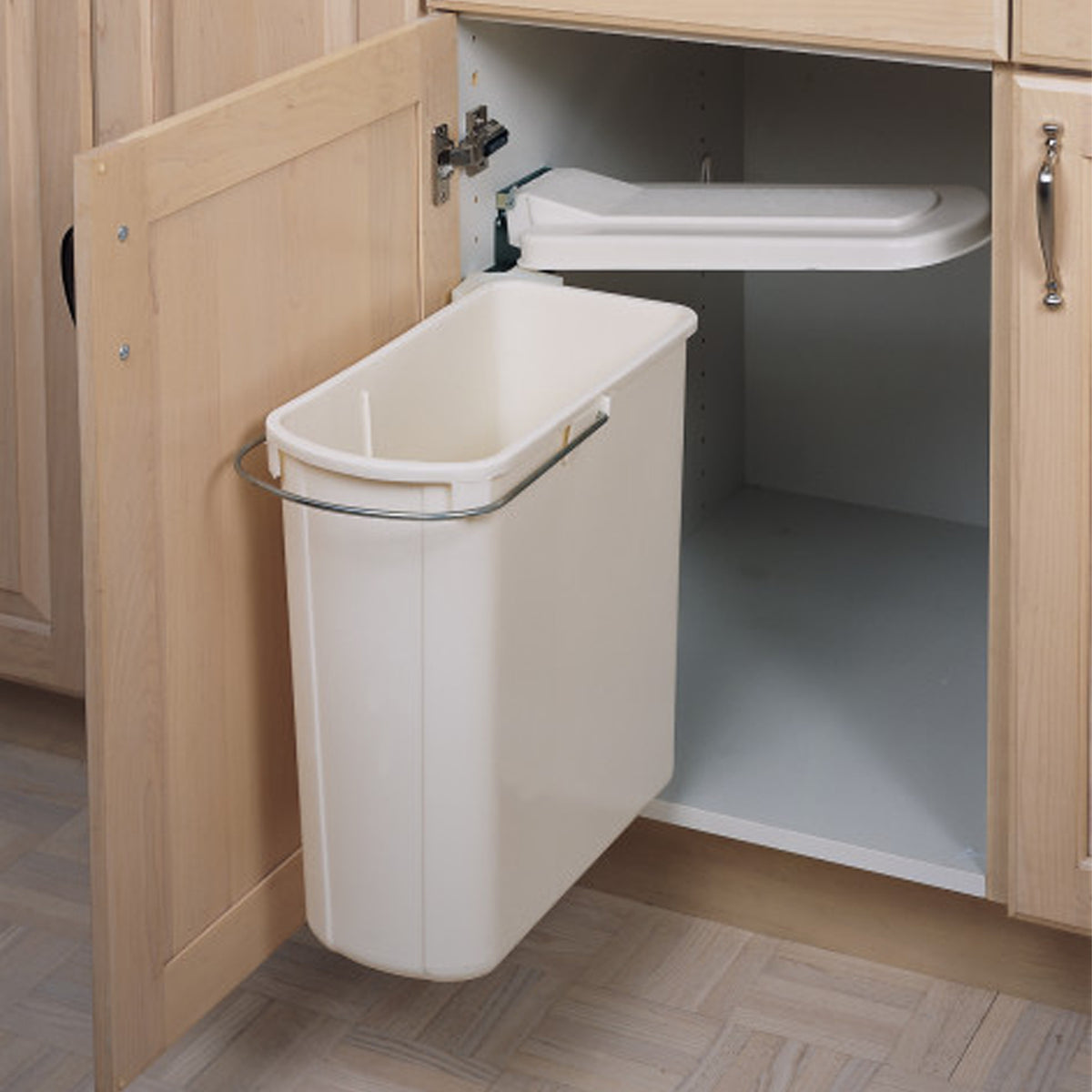 Rev-A-Shelf 8-700411-20 20 Liter Under Sink Pivot Out Waste Container, White